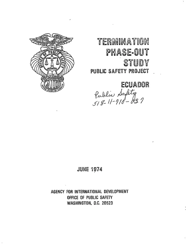 Termination phase-out study : public safety project, Ecuador