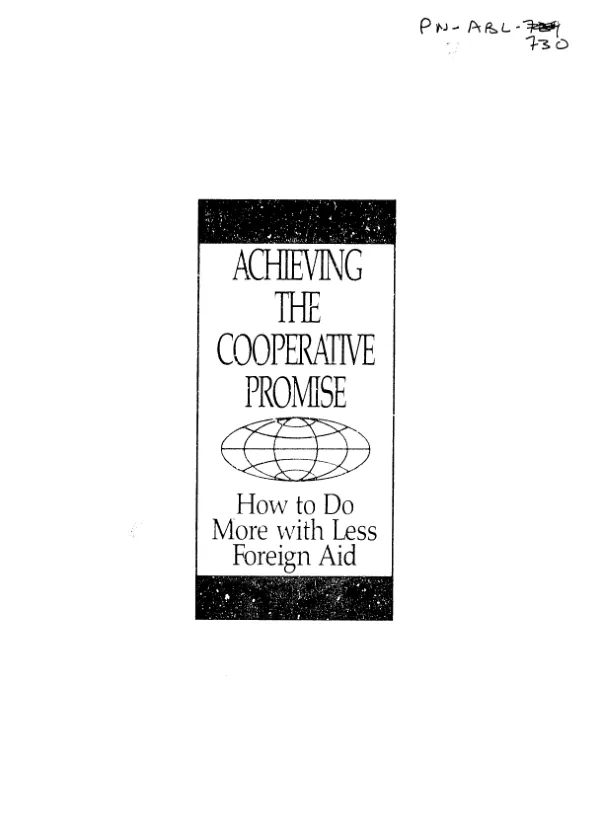 Achieving the cooperative promise : how to do more with less foreign aid