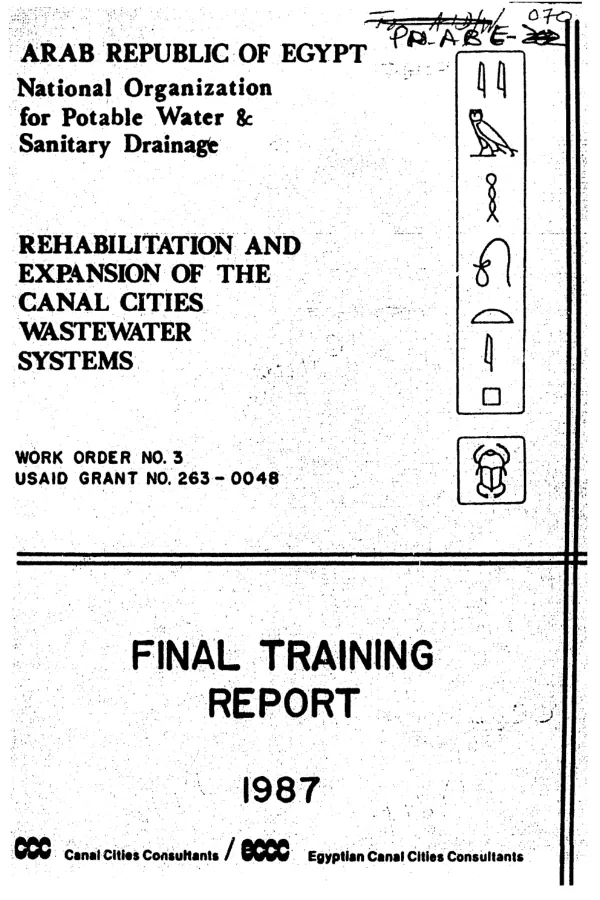 Rehabilitation and expansion of the canal cities wastewater systems : final training report