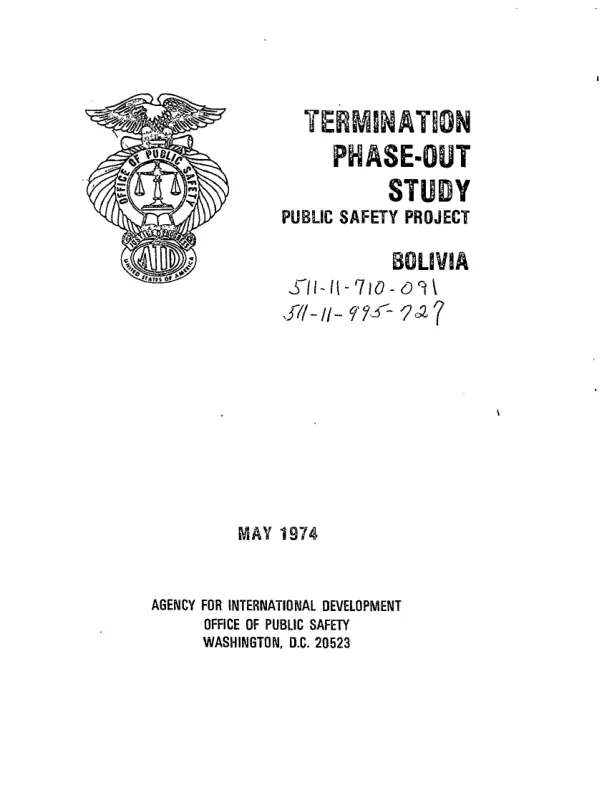 Termination phase-out study : public safety project, Bolivia