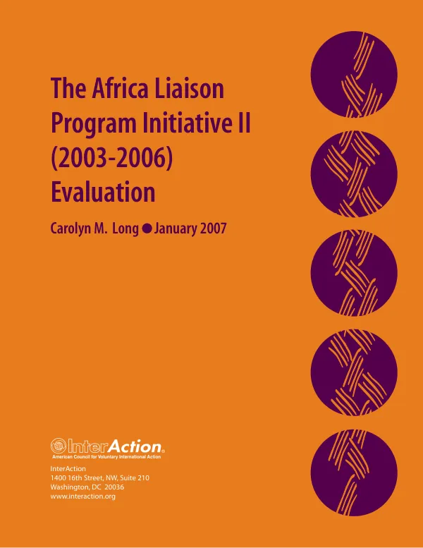 The Africa liaison program initiative II (2003-2006) evaluation