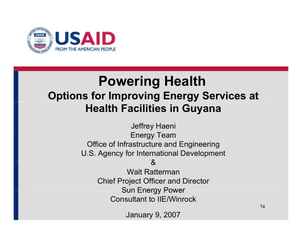 Powering health : options for improving energy services at health facilities in Guyana