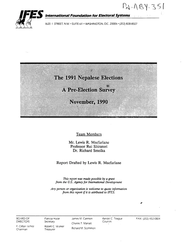 1991 Nepalese elections : a pre-election survey