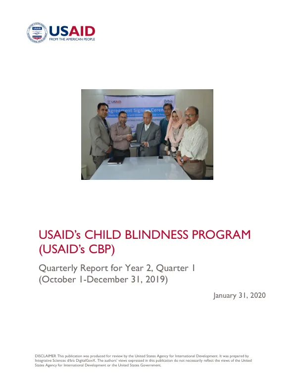 USAID's Child Blindness Program (CBP) Quarterly Report for Year 2, Quarter 1