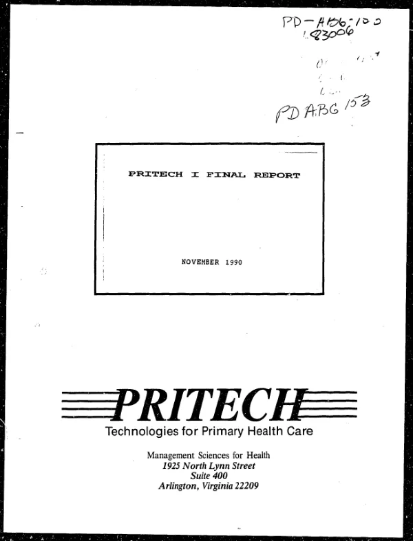 PRITECH I final report