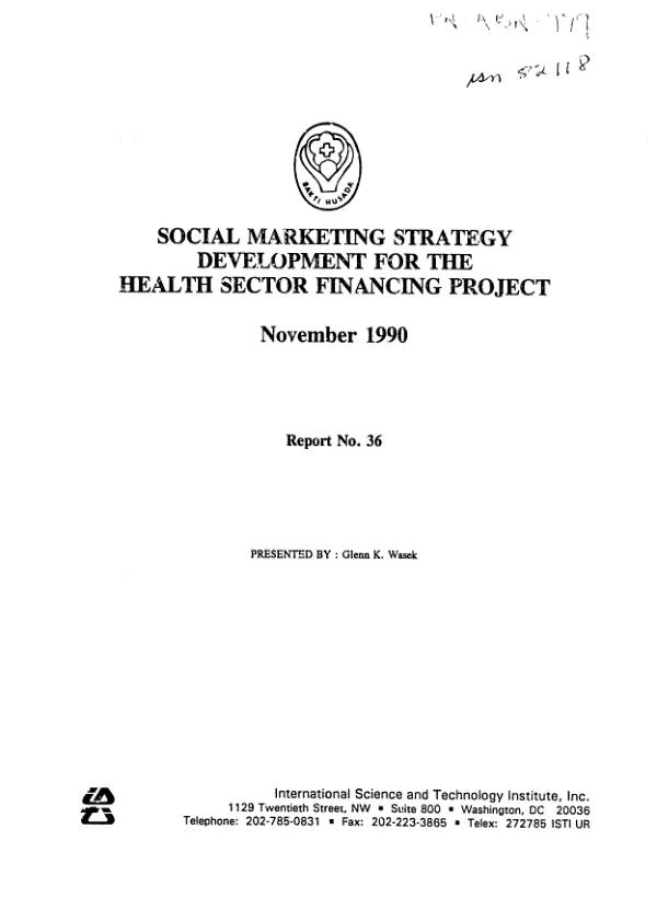 Social marketing strategy development for the health sector financing project