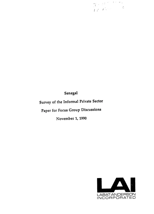 Senegal -- survey of the informal private sector : paper for focus group discussions