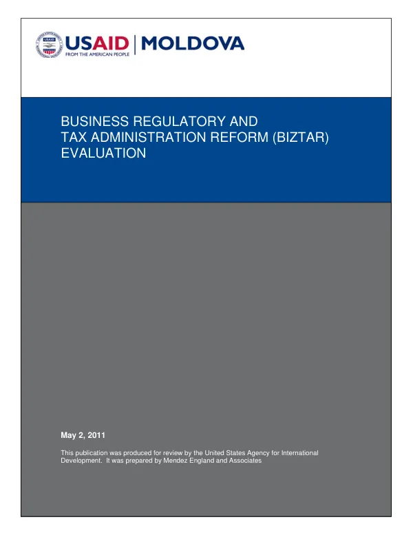 Business regulatory & tax administration reform (BIZTAR) project evaluation : final report