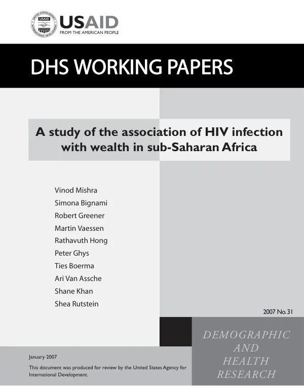Study of the association of HIV infection with wealth in sub-Saharan Africa