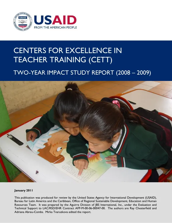 Centers for Excellence in Teacher Training (CETT) : two-year impact study report (2008-2009)