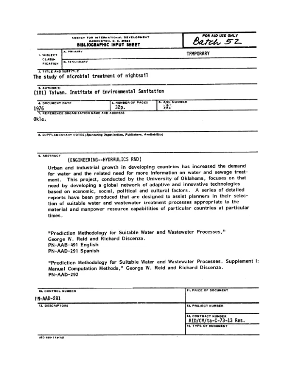 Informal service sector of Bujumbura : a survey and critical analysis