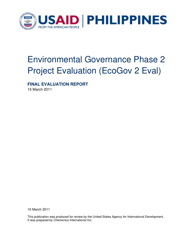 Environmental governance phase 2 project evaluation (EcoGov 2 eval) : final evaluation report