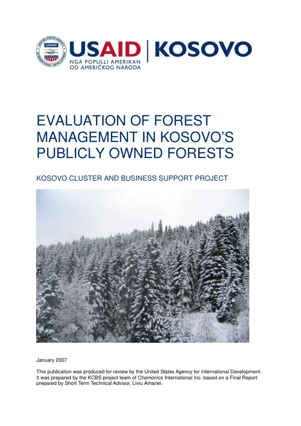 Evaluation of forest management in Kosovo"s publicly owned forests