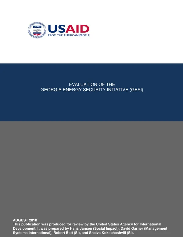 Evaluation of the Georgia energy security initiative (GESI)