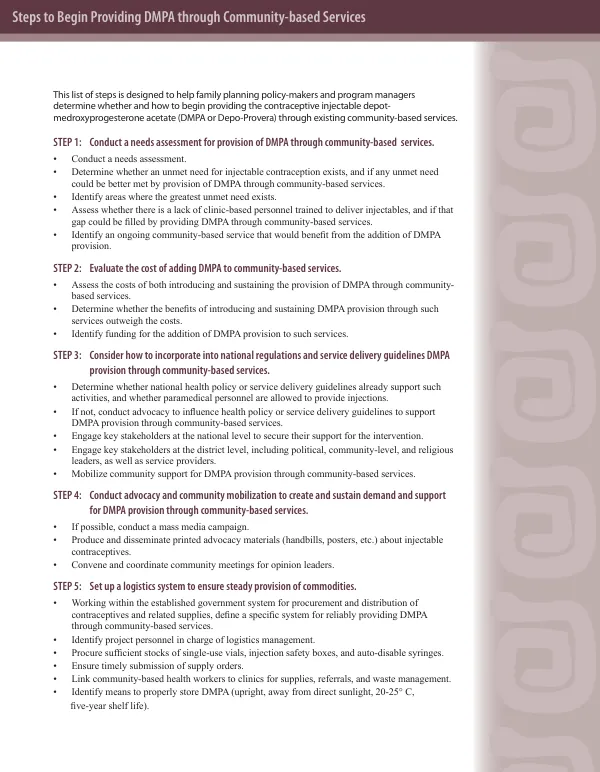 Steps to begin providing DMPS through community-based services
