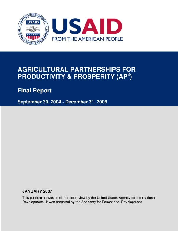 Agricultural partnership for productivity & prosperity (AP3) : final report