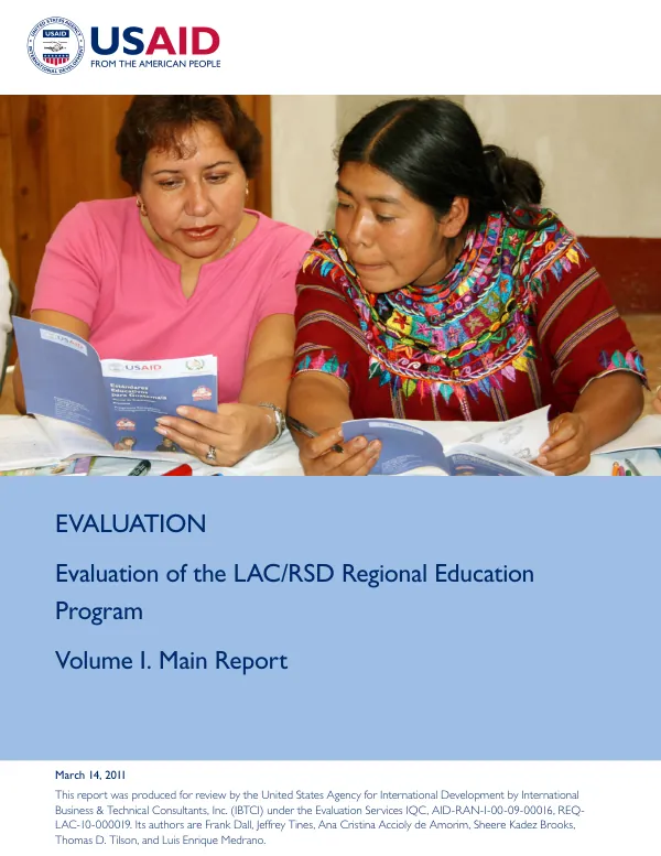 Evaluation of the LAC/RSD regional education program. Volume I. Main report