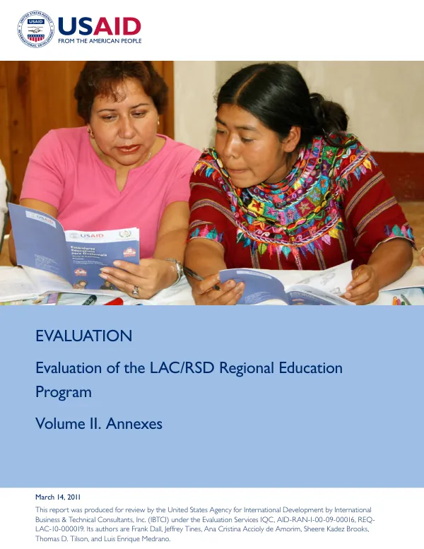 Evaluation of the LAC/RSD regional education program. Volume II. Annexes