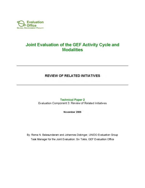 Joint evaluation of the GEF activity cycle and modalities