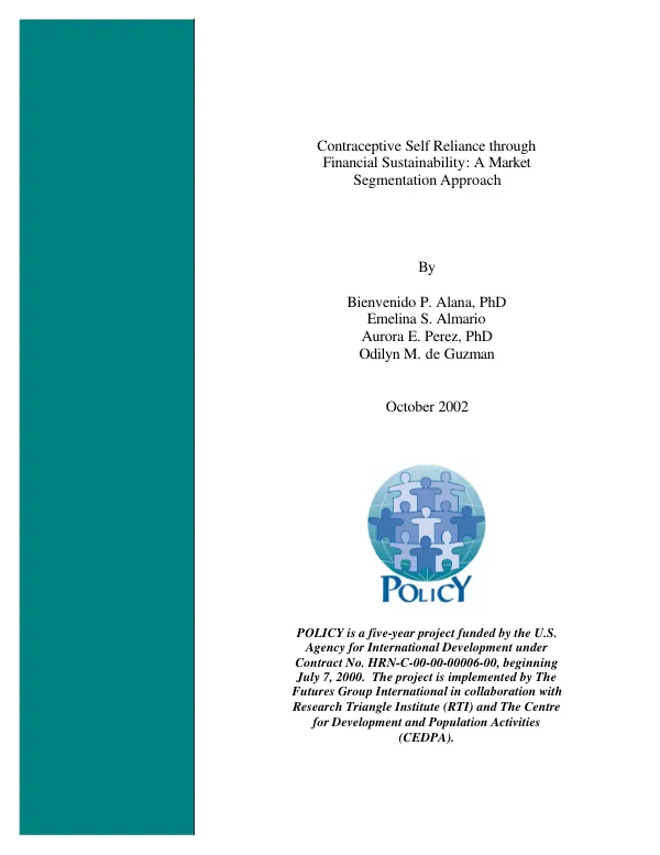 Contraceptive self reliance through financial sustainability : a market segmentation approach