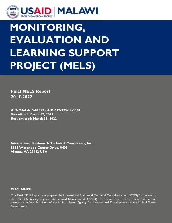 Malawi MELS Final Activity Report Y6