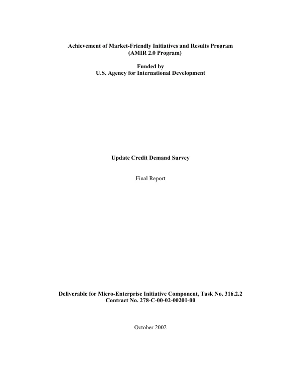 Update credit demand survey : final report