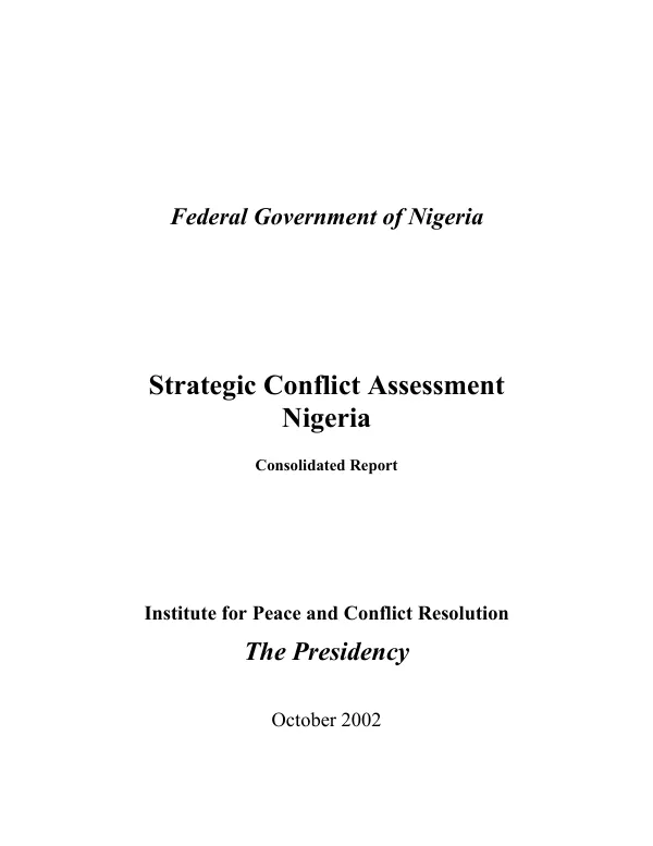Strategic conflict assessment Nigeria : consolidated report
