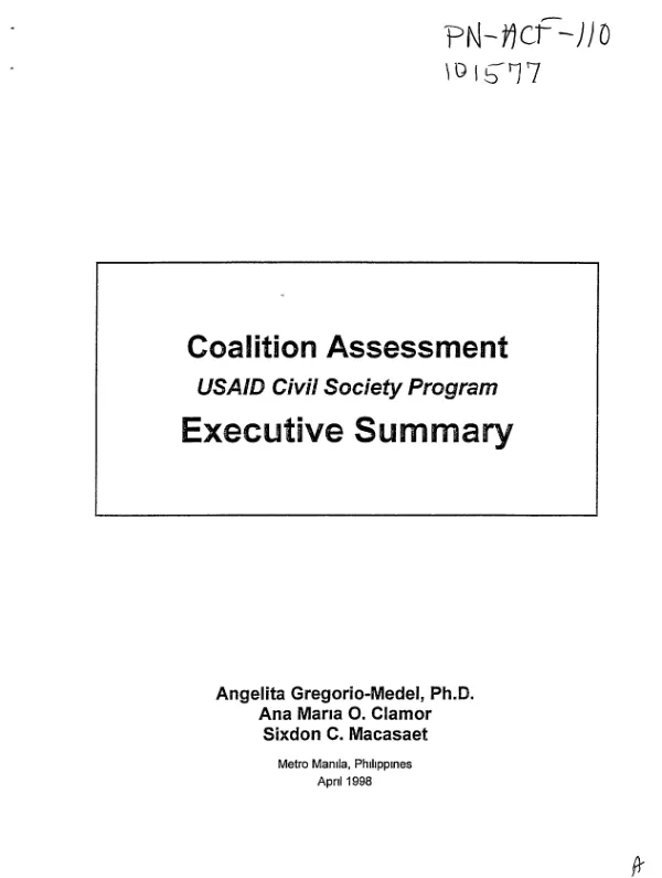 Coalition assessment : USAID civil society program