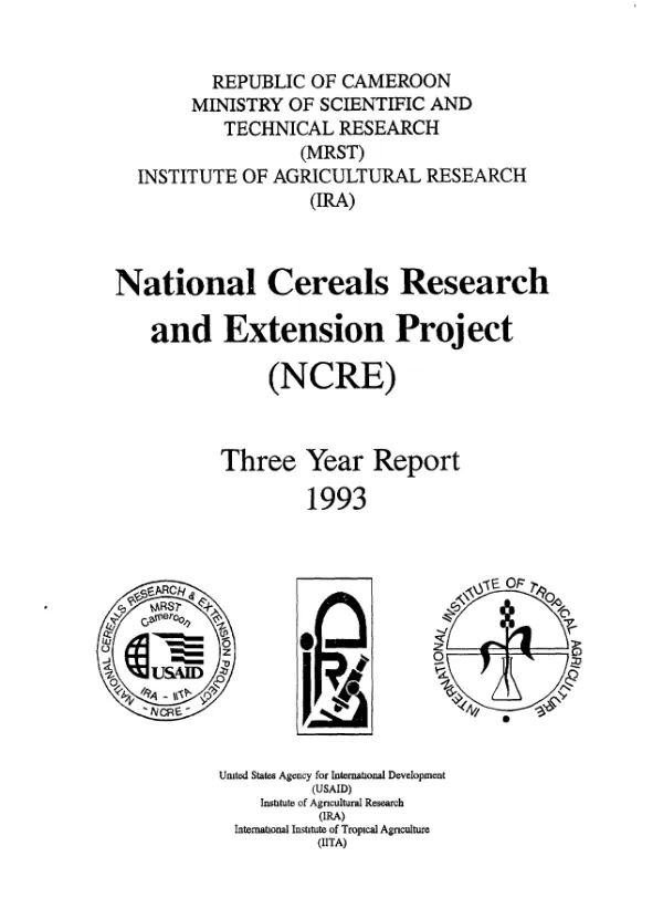 National cereals research and extension project (NCRE) : three year report, 1993