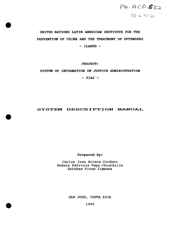 System of information on justice administration (SIAJ) project : system description manual