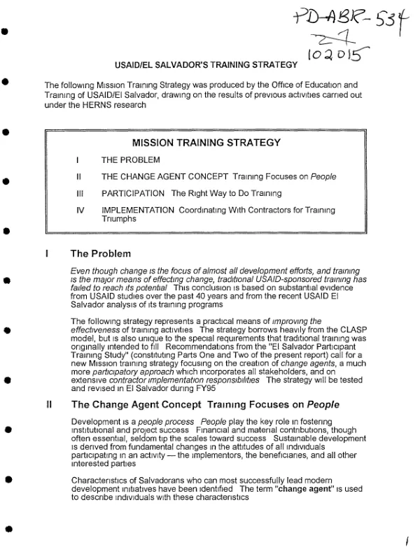 USAID/El Salvador"s training strategy