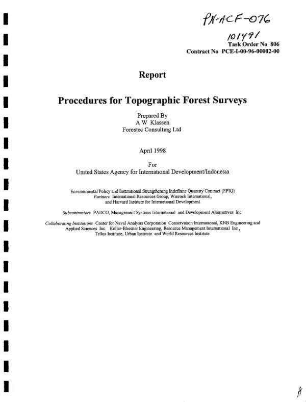 Report : procedures for topographic forest surveys