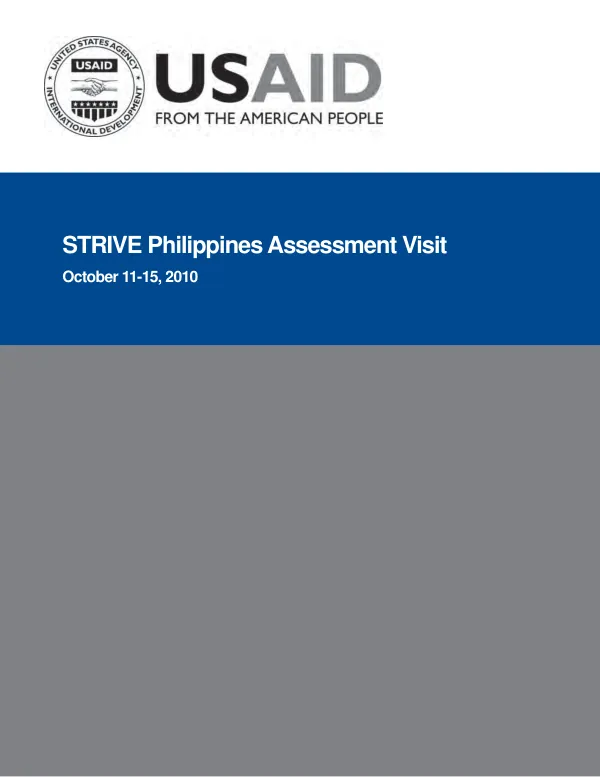STRIVE Philippines assessment visit October 11-15, 2010