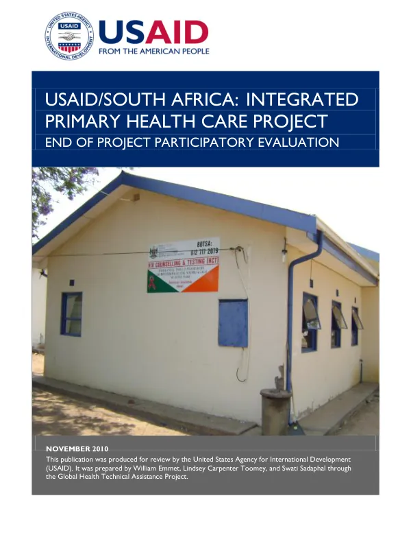 USAID/South Africa : integrated primary health care project -- end of project participatory evaluation