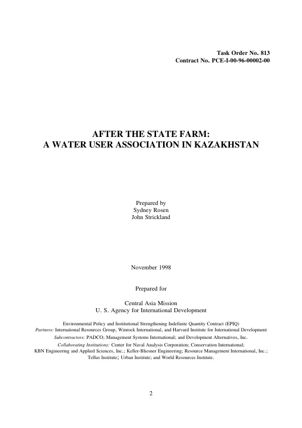 After the state farm : a water user association in Kazakhstan