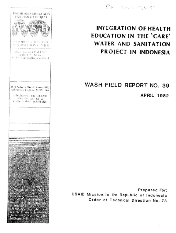 Integration of health education in the `CARE" water and sanitation project in Indonesia