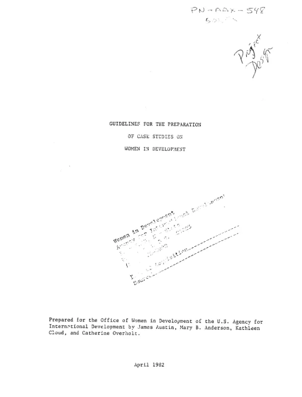 Guidelines for the preparation of case studies on women in development