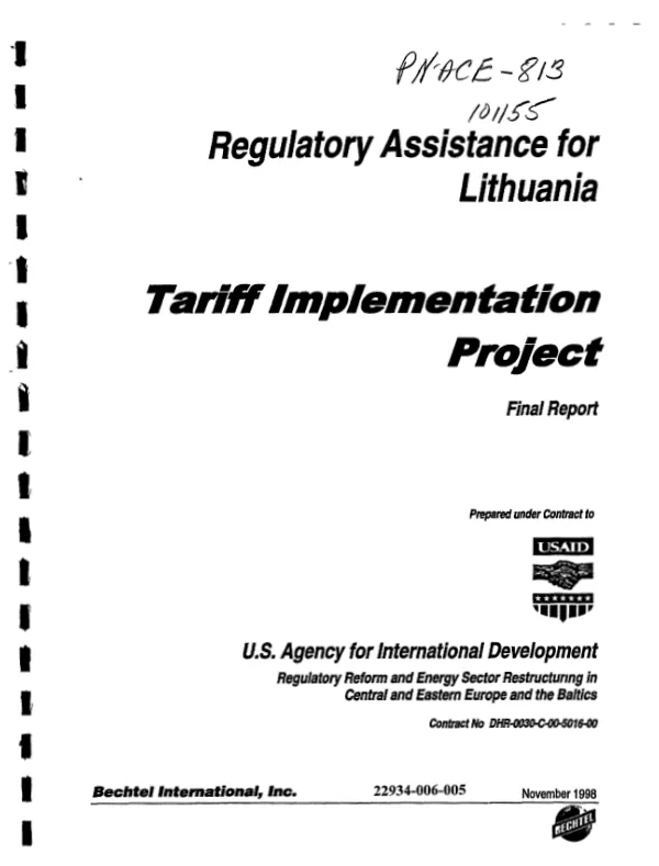 Regulatory assistance for Lithuania : tariff implementation project -- final report