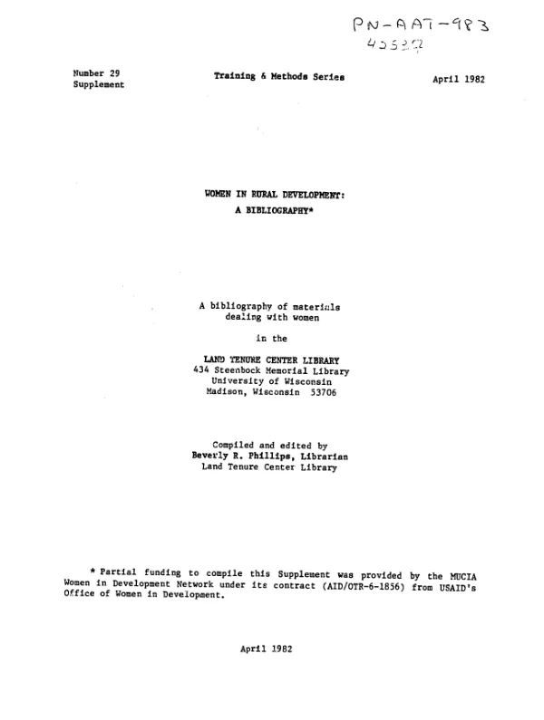 Women in rural development : a bibliography