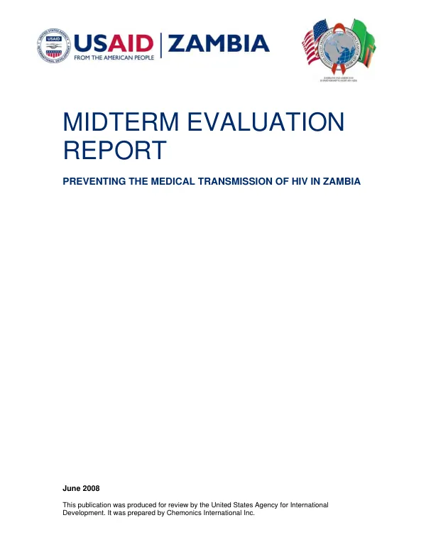 Midterm evaluation report : preventing the medical transmission of HIV in Zambia