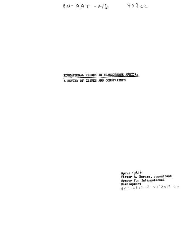 Educational reform in Francophone Africa : a review of issues and constraints