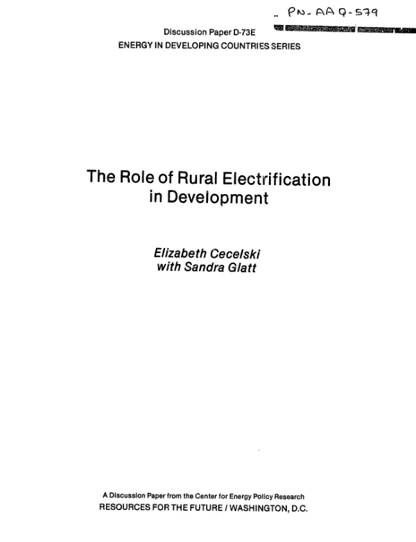 Role of rural electrification in development