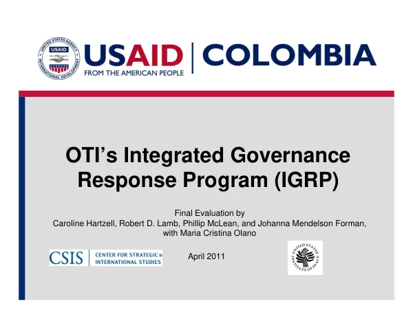OTI's integrated governance response program (IGRP) : final evaluation