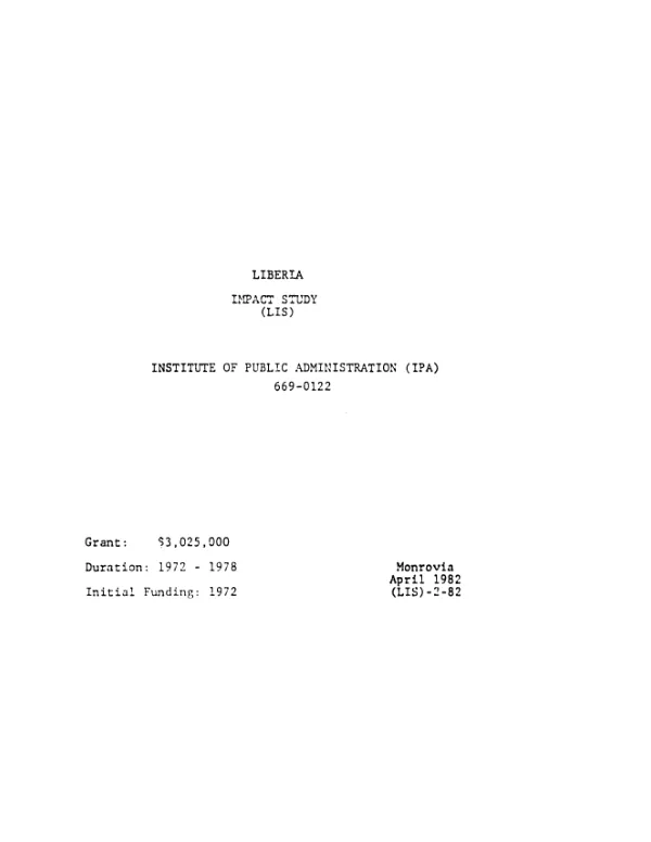 Liberia : impact study (LIS)