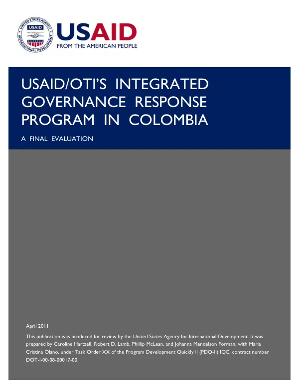 USAID/OTI's integrated governance response program in Colombia : a final evaluation