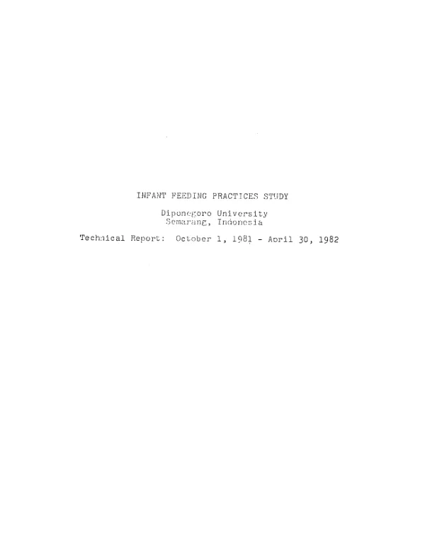 Infant feeding practices study; technical report