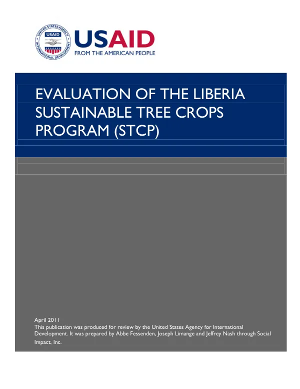 Evaluation of the Liberia sustainable tree crops program (STCP)