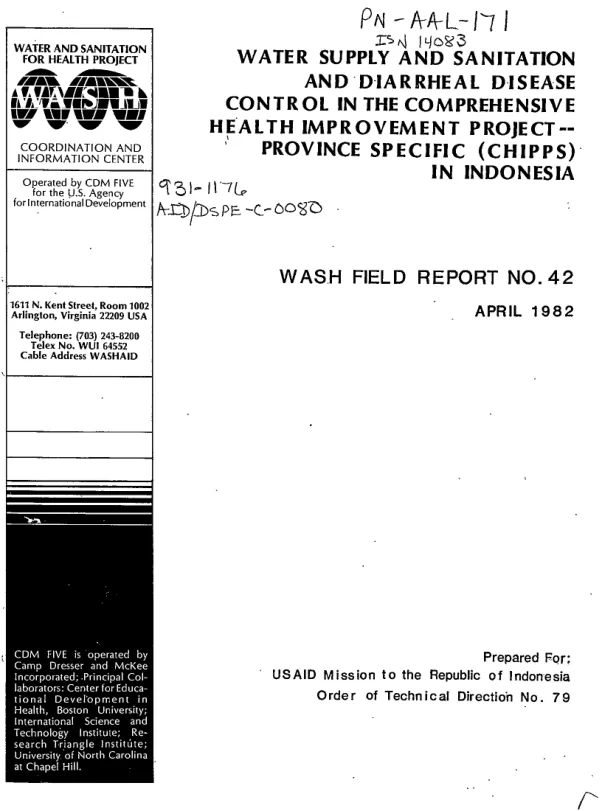 Water supply and sanitation and diarrheal disease control in the comprehensive health improvement project -- province specific (CHIPPS) in Indonesia