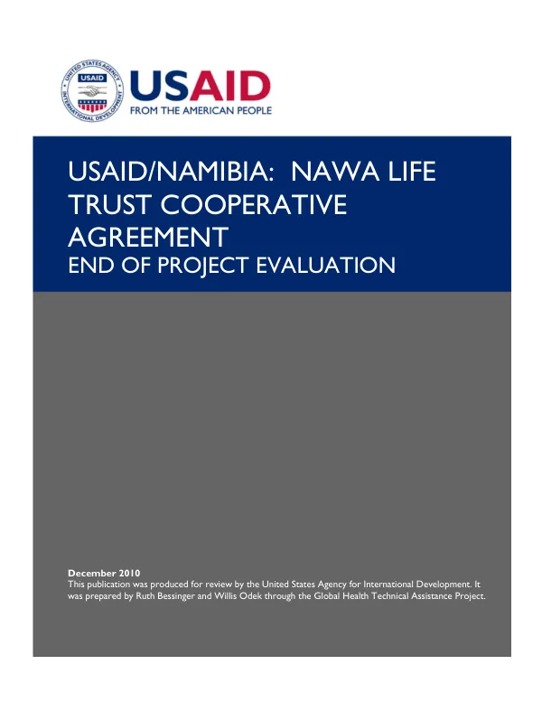 USAID/Namibia : Nawa life trust cooperative agreement end of project evaluation