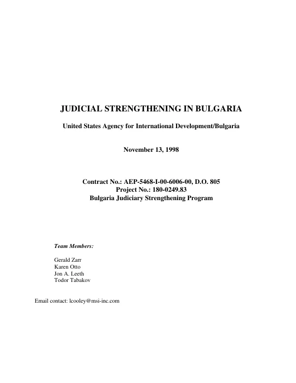 Judicial strengthening in Bulgaria